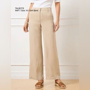 Talbots Flowy Wide Ankle Pants 🌾 Soft Sand NWT Size 16